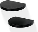 Small Wood Floating Shelves (2-Pack, 6-inch Diameter) - Round Sturdy Invisible Wall Mount Display for Small Plants,Toys,Bathroom,Living Room Storage & Modern Rustic Décor (Black)