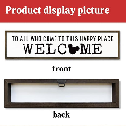 Disney, Disney Addict, Welcome Sign, Wall Table Shelf Decoration, Home Decor for Front Door, Porch Hanging Signs Decor for Indoor Outdoor, Hanging Framed Wood Sign, To All Who Come To This Happy Place 08