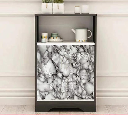 Yancorp 32.8ft White and Black Contact Paper Easily Removable Countertops Black and White Marble Wallpaper Self-Adhesive Peel and Stick Backsplash Vinyl Kitchen (White Black, 16"x394")