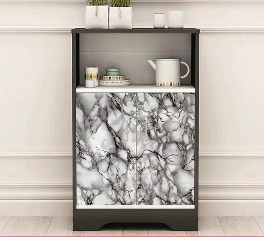 Yancorp 32.8ft White and Black Contact Paper Easily Removable Countertops Black and White Marble Wallpaper Self-Adhesive Peel and Stick Backsplash Vinyl Kitchen (White Black, 16"x394")