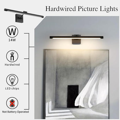 Joosenhouse LED Picture Light Modern Black Art Display Light Artwork Display Light for Paintings 14W (70W Eqv) Hardwired Connection 3000K 24.4 inches