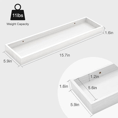 Floating Shelves for Wall, 15.7 Inch Picture Ledge with Raised Lip, Bathroom Shelves Over Toilet, Nursery Book Shelves, Kitchen Spice Rack, Wall Decor Display Ledge, Set of 2, White