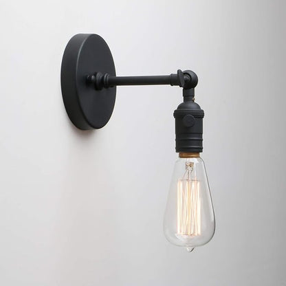 PERMO Vintage Industrial Pole Wall Mount Mini Single Sconce Metal Wall Sconces Fixture (Matte Black)