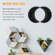 Saycker 2 Pcs Moon Shelves, Wooden Crescents Moon Shelf for Crystal Display, Wall Mounted Moon Shelf Wall Decor, Crystal Display Shelf Floating Shelves, Moon Decor for Living Room(Black)