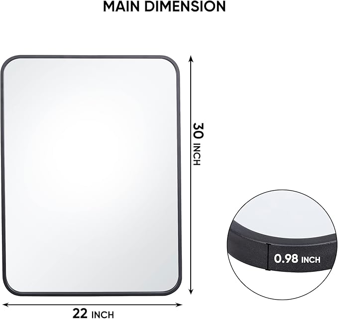 ZenStyle 2 Packs Black Metal Framed Rectangular Wall Mirror 22