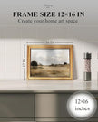 HUARCEY Framed Canvas Wall Art Vintage Decor, Mountains and Fields Picture Decor, Rustic Vintage Neutral Canvas Paintings Retro Table Desk Pictures for Bedroom Living Room, 12x16Inch