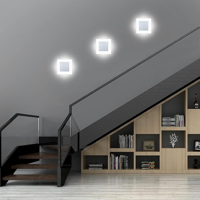 Kawell Modern 10W LED Wall Sconces Indoor LED Wall Light Square Acrylic LED Wall Lamp Minimalists LED Wall Light Sconce for Bedroom Living Room Stairwell Hallway Lounge, Cold White