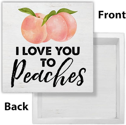 Peach Decor Peach Bathroom Decor Rustic I Love You to Peaches Wooden Sign Peach Decorations for Home Bathroom Restroom Toilet Desk Shelf Table 5 x 5 Inches