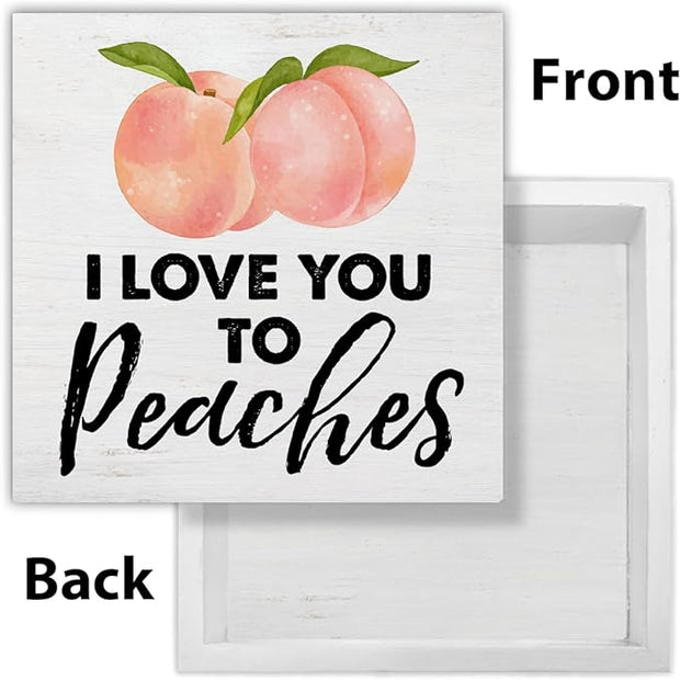 Peach Decor Peach Bathroom Decor Rustic I Love You to Peaches Wooden Sign Peach Decorations for Home Bathroom Restroom Toilet Desk Shelf Table 5 x 5 Inches
