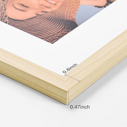 Vittanly 11x14 Picture Frame Set of 4, Display Pictures 8x10 with Mat or 11x14 without Mat, Engineered Wood with Shatter Resistant Plexiglass, Photo Frames for Wall or Tabletop Display, Natural Wood