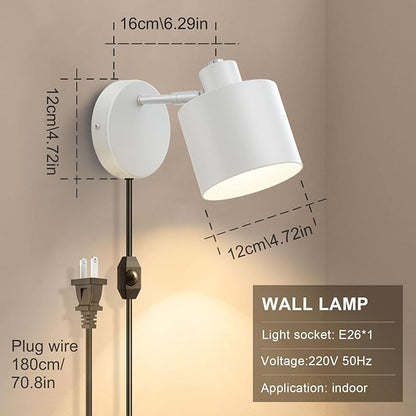 LIGHTESS Plug in Sconce Set of Two, 350° Adjustable Dimmable Wall Light, Modern Wall Lamps for Living Room Bedroom Hallway,Kitchen (Bulb Not Included)