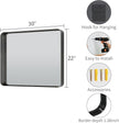 Koonmi Black Bathroom Mirror for Wall, 22x30 Inch Matte Metal Deep Framed Rounded Corner Wall Mirror, Shatterproof Tempered Glass for Farmhouse Bedroom Entryway, Vertically or Horizontally