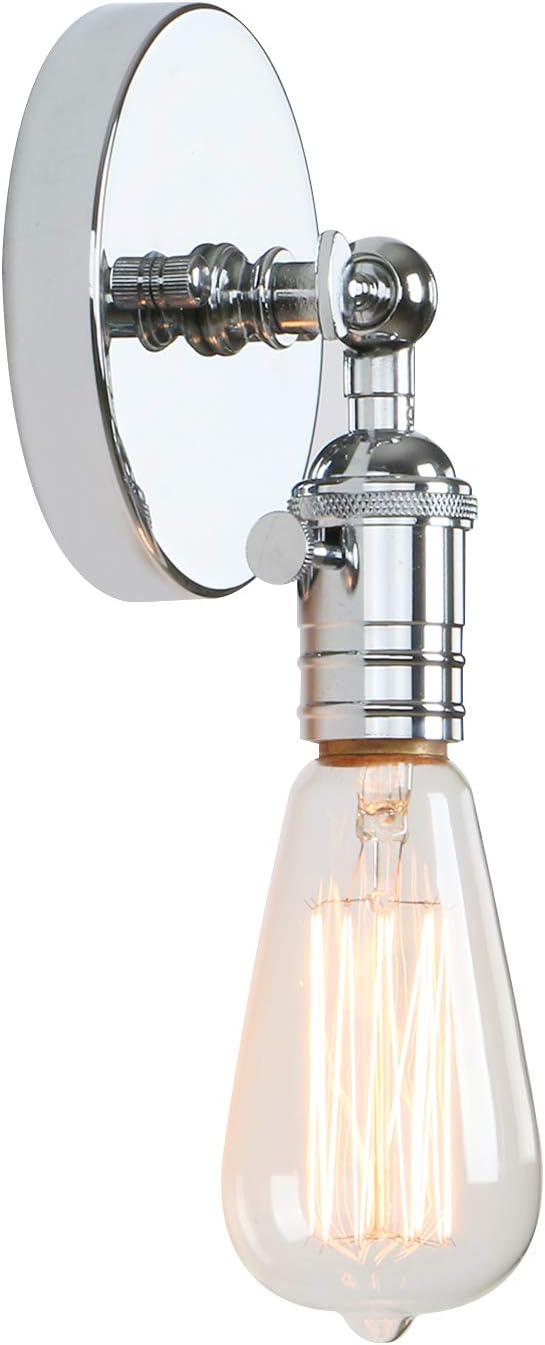 Permo Minimalist Single Socket 1- Light Wall Sconce Lighting with On/Off Switch (Chrome)