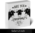 Funny Rustic Bathroom Wooden Box Sign 5x5 Inch - 