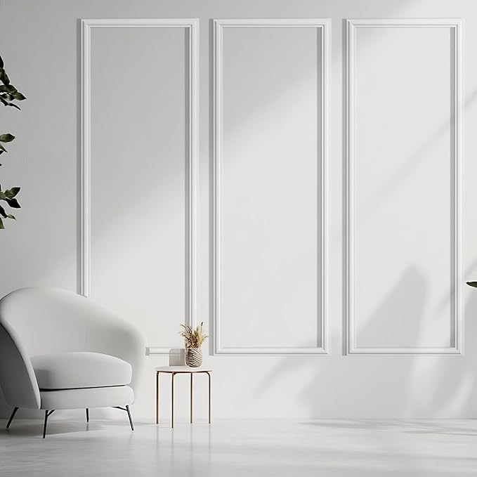 3 Set Peel and Stick Wall Molding Kit, Premade Self Adhesive Wainscoting Panels, Ready to Assemble Accent Molding Trim for Interior Wall Moulding Decor (24x72in)