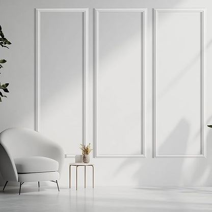 3 Set Peel and Stick Wall Molding Kit, Premade Self Adhesive Wainscoting Panels, Ready to Assemble Accent Molding Trim for Interior Wall Moulding Decor (24x72in)