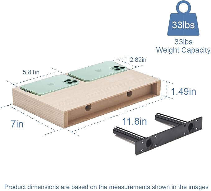 Floating Shelves for Wall, Bathroom Shelves Over Toilet, Wall Shelves & Book Shelf for Room, Hanging Shelf, Modern Wooden Wall-Mounted Small Floating Shelves, 12x7x1.5 in (Oak, Set of 4)