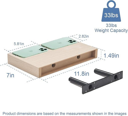 Floating Shelves for Wall, Bathroom Shelves Over Toilet, Wall Shelves & Book Shelf for Room, Hanging Shelf, Modern Wooden Wall-Mounted Small Floating Shelves, 12x7x1.5 in (Oak, Set of 4)
