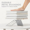 GEOMOD Geometric Honeycomb Gray Metal Bookends Decorative - Tall Sturdy Book Ends for Shelves - Modern Heavy Duty Bookend Stopper - Office or Home Book Shelf Book Holder - 6x3.25x6.25 Inches - 1 Pair