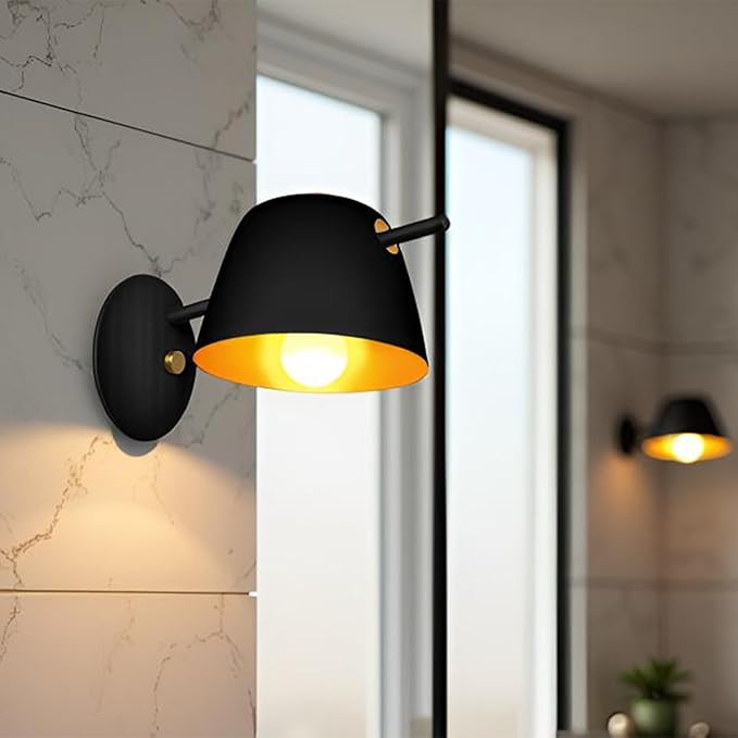 Kawell Modern Metal Wall Sconce Light Fixture Hardwired Indoor Night Light for Bedroom Living Room Kitchen Study Room, Minimalist Black Finish