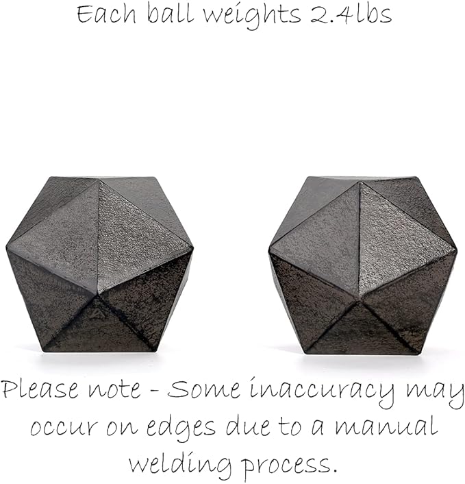 Ambipolar Geometric Decorative Ball Shaped Bookends, Modern Cast Iron Black Bookends for Office Desk, Book Shelf, Room Decor, Home Office, Book Stand or Organizer, Set of 2. Antique Black
