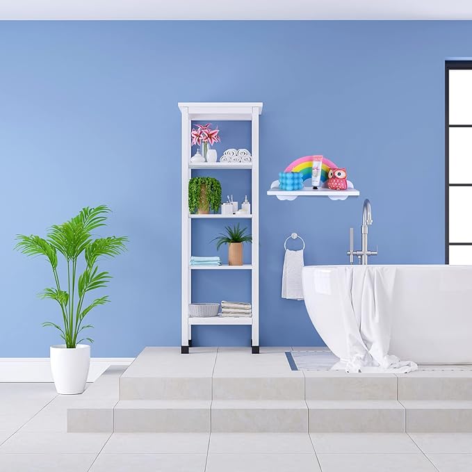Rainbow Shelves Cloud Wall Shelf for Room Wooden Cloud Shelf Nursery Cloud Decor Floating Cloud Shelf for Bathroom Living Room Bedroom Home Room Nursery