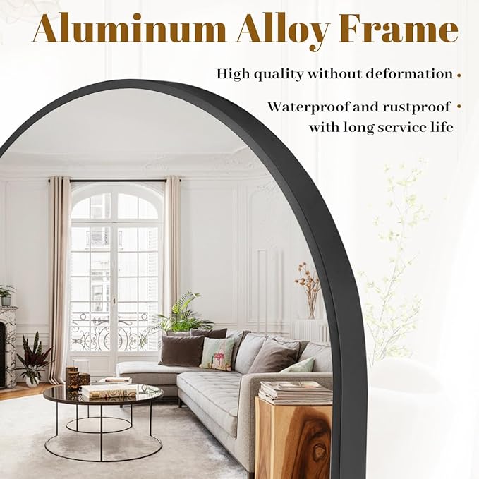 16x24 Arch Wall Mirror, Black Bathroom Mirrors for Over Sink, Metal Frame Wall Decor for Entryway, Bedroom, Living Room