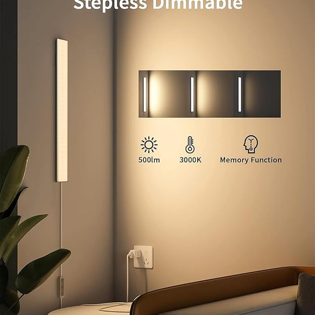 ASOKO Under Cabinet Lights, Upgrade 16inch LED Closet Light with Dimmable 3000K Warm White and Memory Function, Plug-in Under Counter Lights for Kitchen/Desk/Shelf/Workbench/Display Case/Room