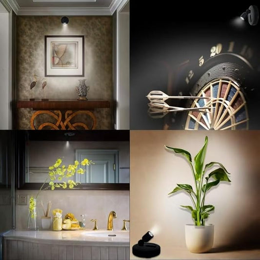Picture Light Battery Operated, 3 Color Temperatures Picture Light with Remote, Indoor LED Spot Lights for Plants for Wall Frame Dartboard Art Painting Display Accent-Black