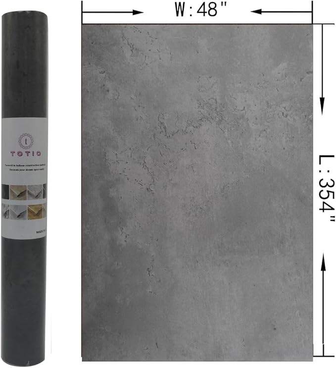 48x354inch Extra Wide Concrete Cement Texture Wallpaper Peel and Stick Dark Grey Countertop Contact Paper Matte Thicken Adhesive Waterproof Vinyl Wall Sticker for Bedroom Living Room [Charcoal Gray]