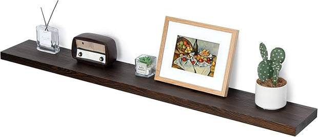 Marsmiles Wood Floating Shelves | 48 Inch Dark Wood Wall Shelves Set of 1 | 48" W x 6.7" D Rustic Wooden Shelves for Bathroom Kitchen Living Room Bedroom