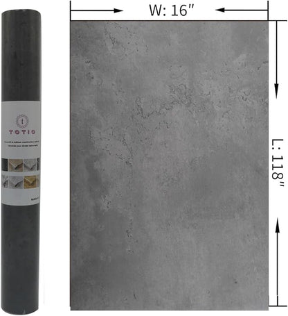 TOTIO Dark Grey Concrete Wallpaper Peel Stick Cement Look Countertop Contact Paper 16x118in Matte Thick Adhesive Waterproof Vinyl Wrap DIY Decorative Wall Sticker Modern Industrial Style Charcoal Gray