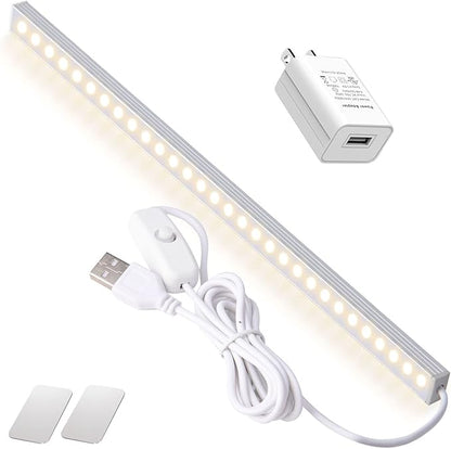 12 Inch Under Cabinet Light, Closet Light - Magnetic & Stick Mount, Flicker-Free Eye-Care Lighting, USB Powered Bright Lights for Kitchen, Room,Shelf (AC Adapter Included)