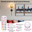 Boho Battery Operated Wall Sconce Set of 2, Black Rattan Rechargeable Wall Lights with Dimmable Bulbs and Remote,15 Colors Wireless Wall Lamps for Bedroom Living Room Hallway Decor