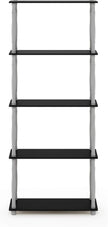Furinno Turn-N-Tube 5-Tier Multipurpose Shelf / Display Rack / Storage Shelf / Bookshelf, Classic Tubes, Black/Grey