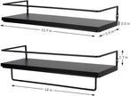 Floating Bathroom Shelves Set of 2 Wall Mounted Shelf with Black Metal Frame and Towel Rack for Bathroom Over Toilet Storage and Organizers for Bedroom Living Room Kitchen Office