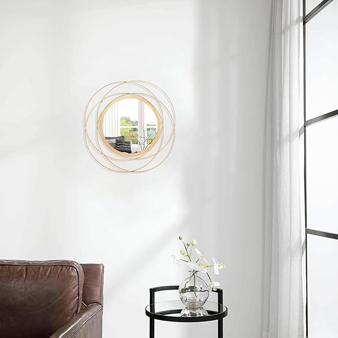 Mirrors for Wall Gold Circular Art Classic Metal Iron Frame Wall Mirror Decor Living Room Bedroom Bathroom Office Farmhouse Entryway Small 12” x 12”