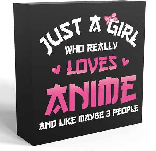 Anime Room Decor Anime Gifts for Girls Teen Girl Bedroom Decor Anime Party Decorations Anime Birthday Decor Just a Girl Who Really Loves Anime, Wooden Box Decor for Home Bedroom Living Room Office
