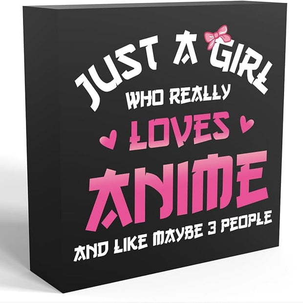 Anime Room Decor Anime Gifts for Girls Teen Girl Bedroom Decor Anime Party Decorations Anime Birthday Decor Just a Girl Who Really Loves Anime, Wooden Box Decor for Home Bedroom Living Room Office
