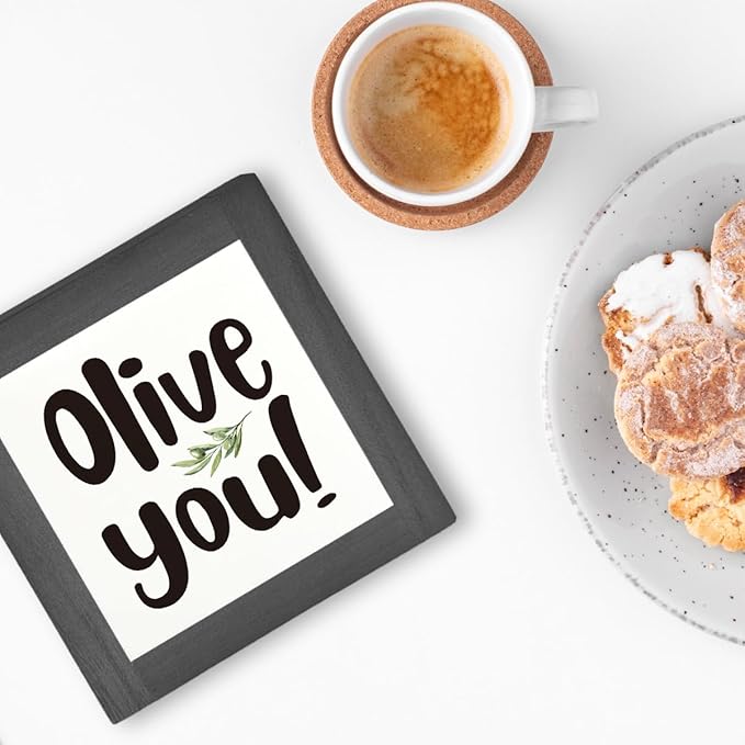 Olive You Signs, Home Kitchen Decor, Box Sign Wood Desk Sign Decors, Cute Kitchen Decor for Shelf, Olive Branch Sign, Farmhouse Decors, Home Bar Decor B
