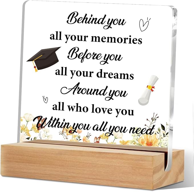 Graduation Gifts for College Seniors Masters Doctor Acrylic Sign with Wood Stand, Graduation Decorations Congratulations Graduation Bedroom Living Room Desk Cubicle Table Shelf Decor