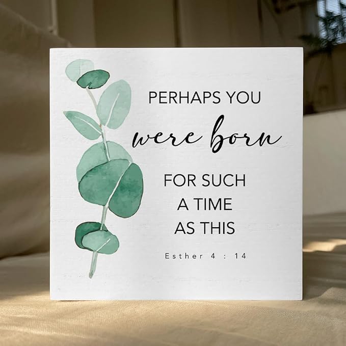 Bible Verse Rustic Office Desk Decor Inspirational Quotes Christian Wood Box Sign Positive Affirmations Scripture Farmhouse Decor Religious Wood Block Sign for Home Shelf Table Centerpiece Decoration