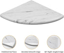 Marble Corner Shower Shelf, 9 Inch Carrara White Marble Corner Shelf for Bathroom Shower Decor, Wall Mounted, Polished, 2 Pcs