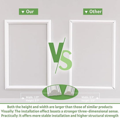 Precut Wall Molding Kit, 2 Set 16" x 20" Paintable Wainscoting Panels, Ready-to-Assemble Wall Accent Kit, Modern Molding Trim Decor for Living Room Bedroom Hallway Kitchen Island