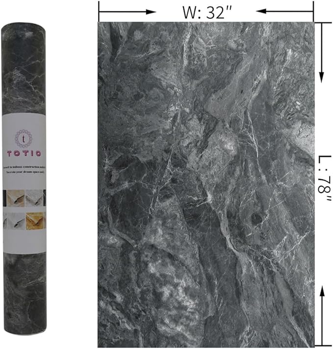 TOTIO Gray Marble Contact Paper Textured Grey Granite Wallpaper Peel Stick Countertop Paper 32x78inch Removable Waterproof Adhesive Thick Matte Marble Look Wall Paper Roll Kitchen Table Vinyl Wrap