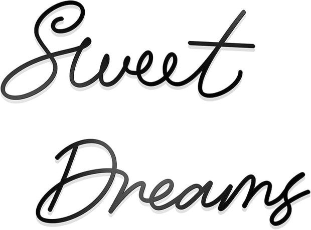 Sweet Dreams Wall Decor Metal Wall Art Large Modern Living Room Farmhouse Sign for Bedroom Black Metal Wall Art for Office and Home Wall Decor (Black, Farmhouse)