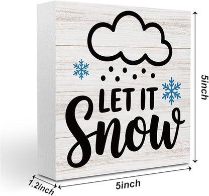 Christmas Decor Christmas Sign Decorations for Home Let It Snow Sign for Home Office Desk Table Cubicle Shelf Xmas Desk Accessories 5 x 5 inch