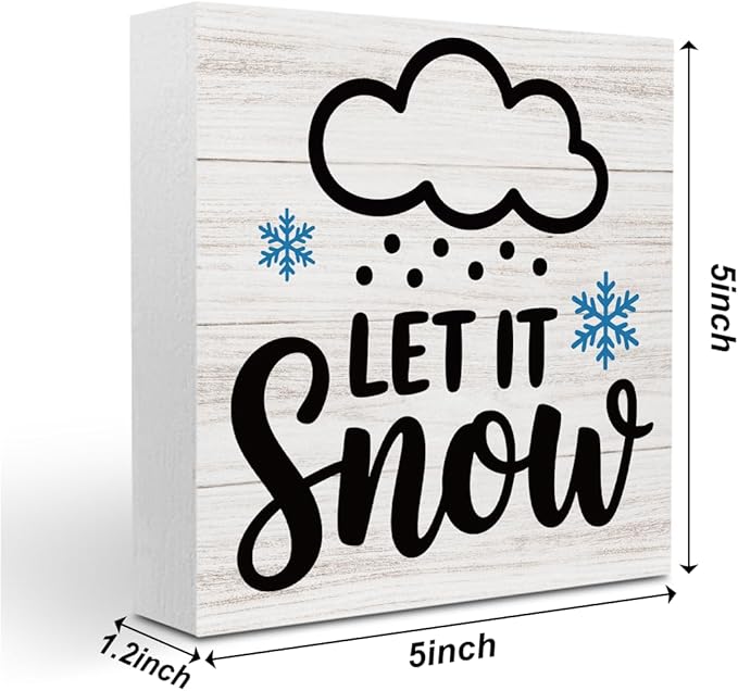 Christmas Decor Christmas Sign Decorations for Home Let It Snow Sign for Home Office Desk Table Cubicle Shelf Xmas Desk Accessories 5 x 5 inch