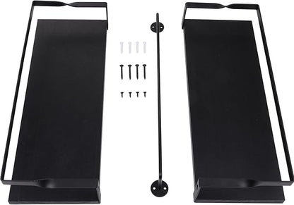 Elevon Floating Shelves for Bathroom Organizer Over Toilet, Bathroom Shelves Wall Mounted with Towel Rack, Corner Wall Shelf for Bedroom Decor Kitchen Storage (Black, Set of 2)