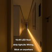 WOBANE Dual Motion Activated LED Strip Light,Rechargeable 16.4ft Light Strip,Battery Powered Tape Light for Under Cabinet,Bed,Shelves,Anywhere,PIR Detector,Cuttable,Flexible,2700K Warm White,Black